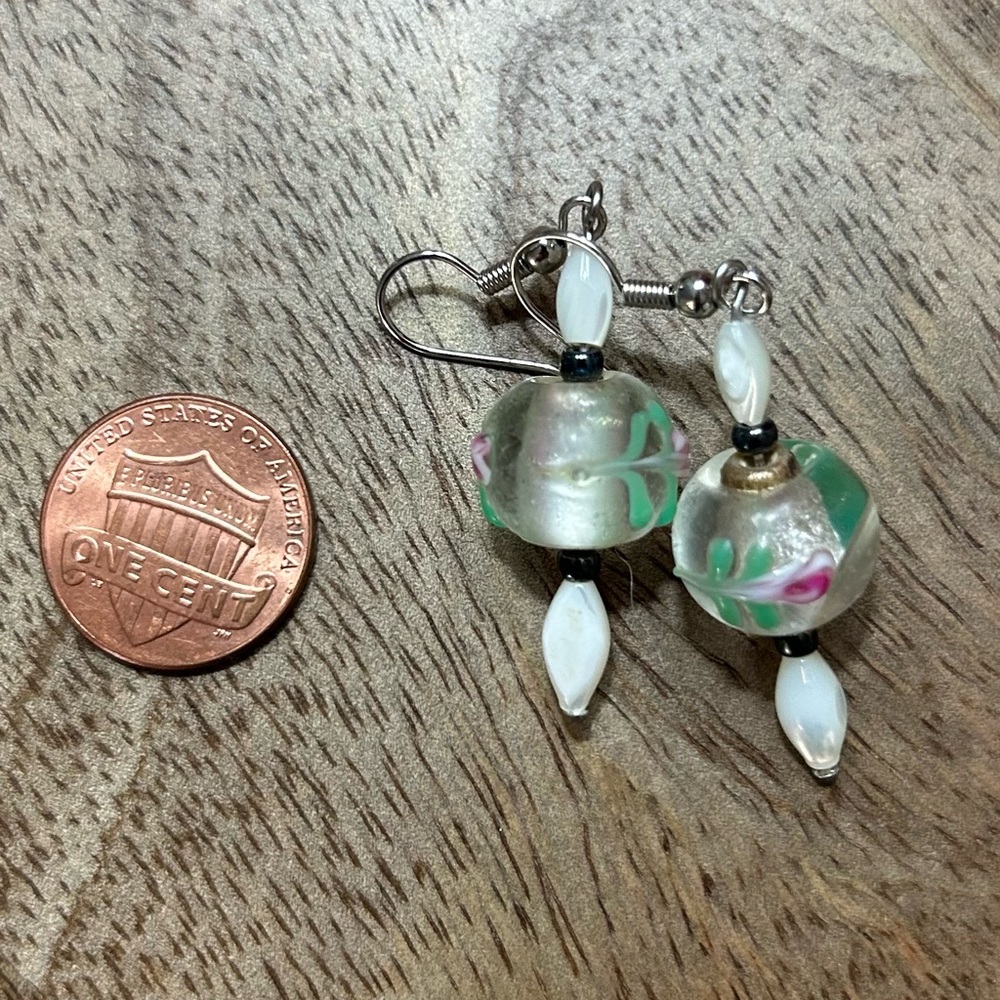 Dainty glass floral globe earrings